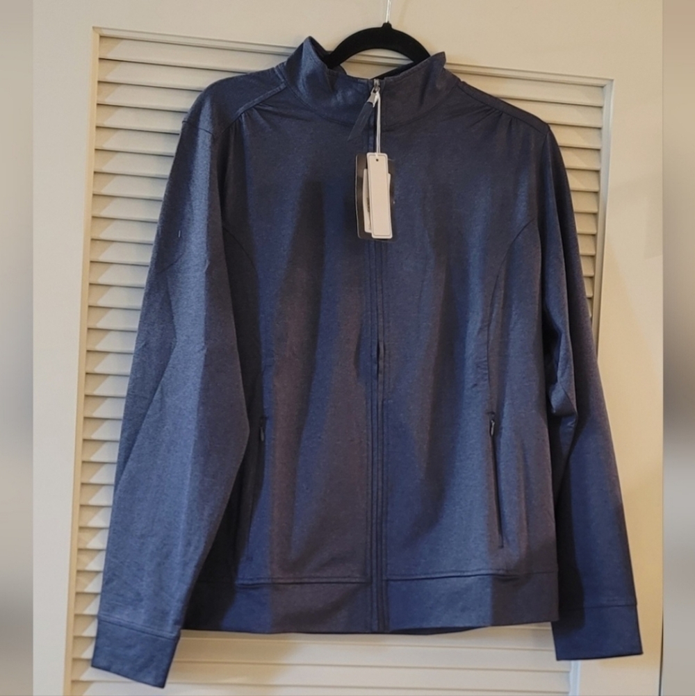 UltraClub - (NWT) Navigator Navy Heather Performance Full-Zip Lightweight Jacket